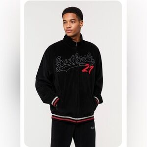 Vintage Southpole Velour Track Jacket XL Black 27 Patch Y2K Streetwear